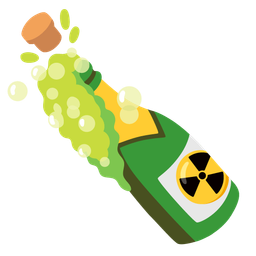 Bottle with popping cork and Radioactive