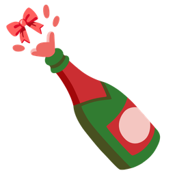 Bottle with popping cork and Ribbon