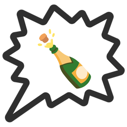 Bottle with popping cork and Right anger bubble