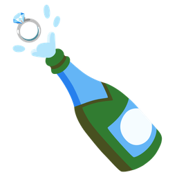 Bottle with popping cork and Ring