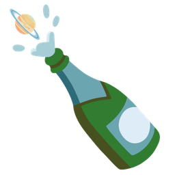 Bottle with popping cork and Ringed planet