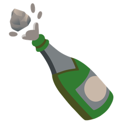 Bottle with popping cork and Rock