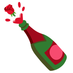 Bottle with popping cork and Rose
