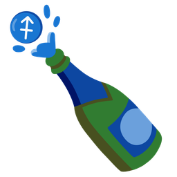 Bottle with popping cork and Sagittarius