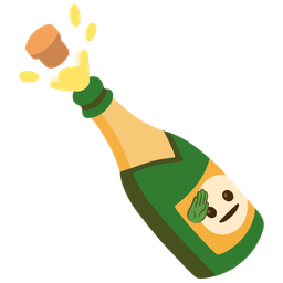 Bottle with popping cork and Saluting face
