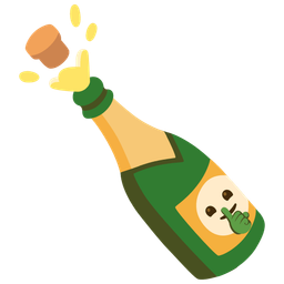 Bottle with popping cork and Shushing face