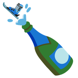 Bottle with popping cork and Skis