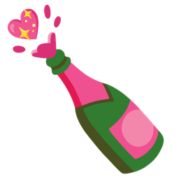 Bottle with popping cork and Sparkling heart