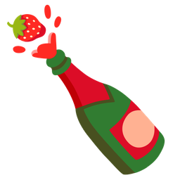 Bottle with popping cork and Strawberry