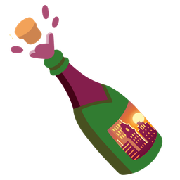 Bottle with popping cork and Sunset