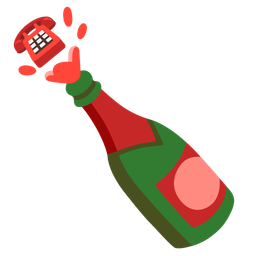 Bottle with popping cork and Telephone
