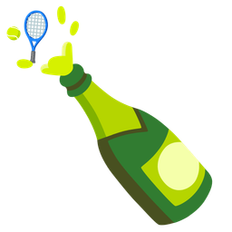 Bottle with popping cork and Tennis
