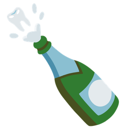 Bottle with popping cork and Tooth
