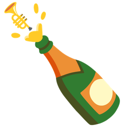 Bottle with popping cork and Trumpet