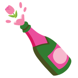 Bottle with popping cork and Tulip