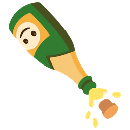 Bottle with popping cork and Upside-down face