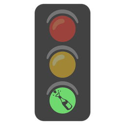 Bottle with popping cork and Vertical traffic light