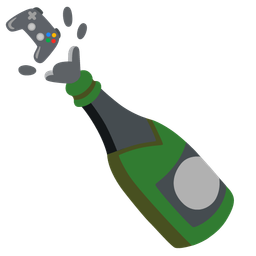 Bottle with popping cork and Video game