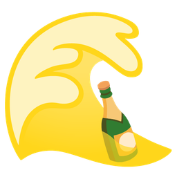 Bottle with popping cork and Water wave