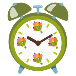 bouquet and alarm clock