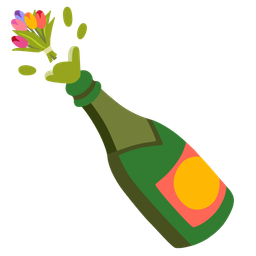 bouquet and bottle with popping cork