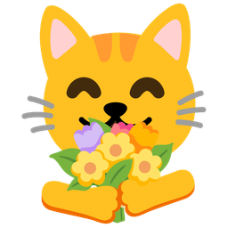 bouquet and cat face