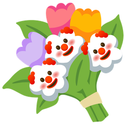 bouquet and clown face