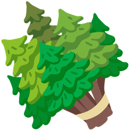 bouquet and evergreen tree