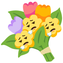 bouquet and face exhaling