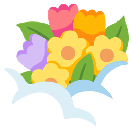 bouquet and face in clouds