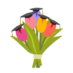 bouquet and graduation cap
