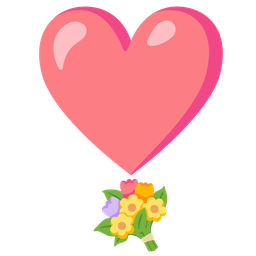 bouquet and heart exclamation