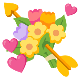 bouquet and heart with arrow