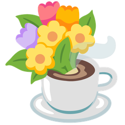 bouquet and hot beverage