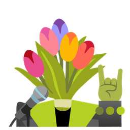 bouquet and microphone