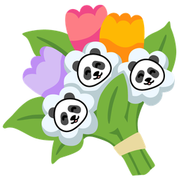 bouquet and panda