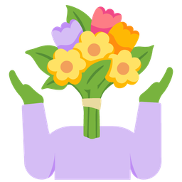 bouquet and person shrugging