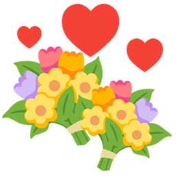 bouquet and revolving hearts