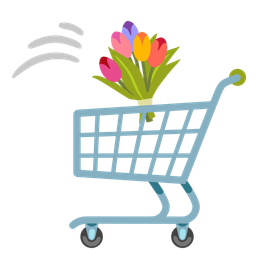 bouquet and shopping cart