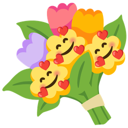 Bouquet and Smiling face with hearts