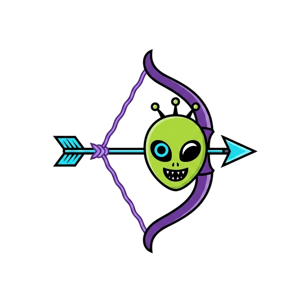 Bow and arrow and Alien monster