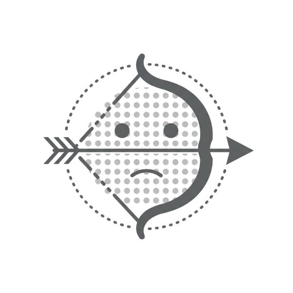 Bow and arrow and Dotted line face