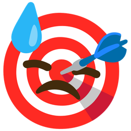 bow and arrow and downcast face with sweat