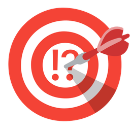 bow and arrow and exclamation question mark