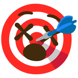 bow and arrow and face with crossed-out eyes