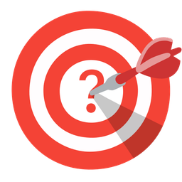 bow and arrow and red question mark