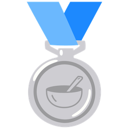 bowl with spoon and 2nd place medal