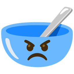 bowl with spoon and angry face