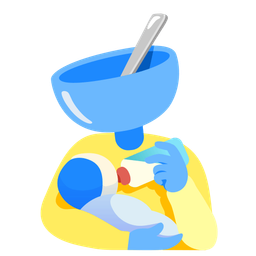 bowl with spoon and baby bottle