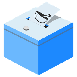 bowl with spoon and ballot box with ballot